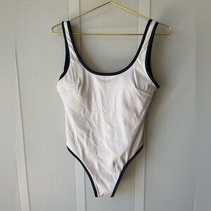 H&M White Swimsuit with Black Accents Size Medium
